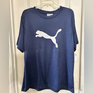 NEW MEN'S PUMA LOGO POLYESTER NAVY BLUE  T-SHIRT - SIZE XL
